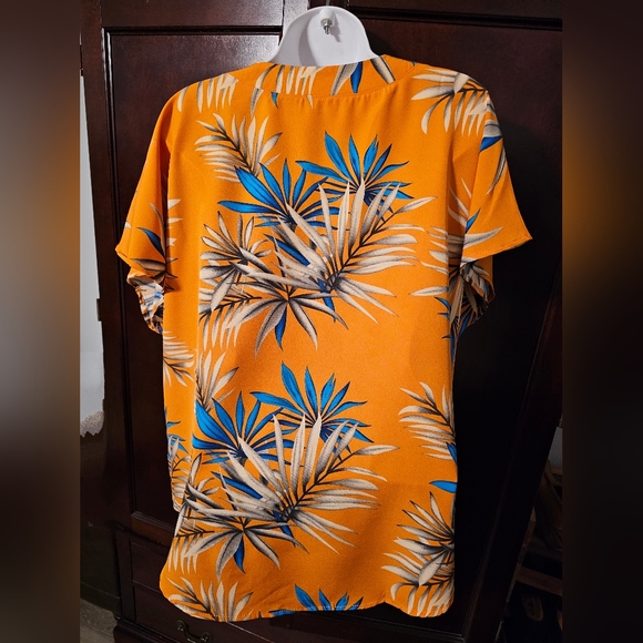 Tropical Orange Blouse Extra Large NWOT - Picture 3 of 5